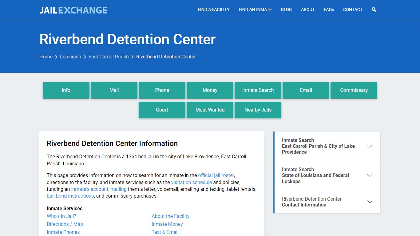 Riverbend Detention Center, LA Inmate Search, Information - Jail Exchange