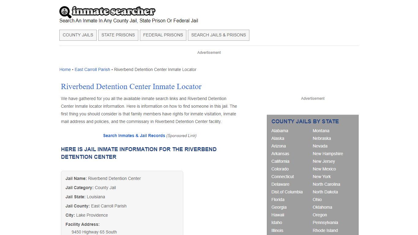 Riverbend Detention Center Inmate Locator - Inmate Searcher